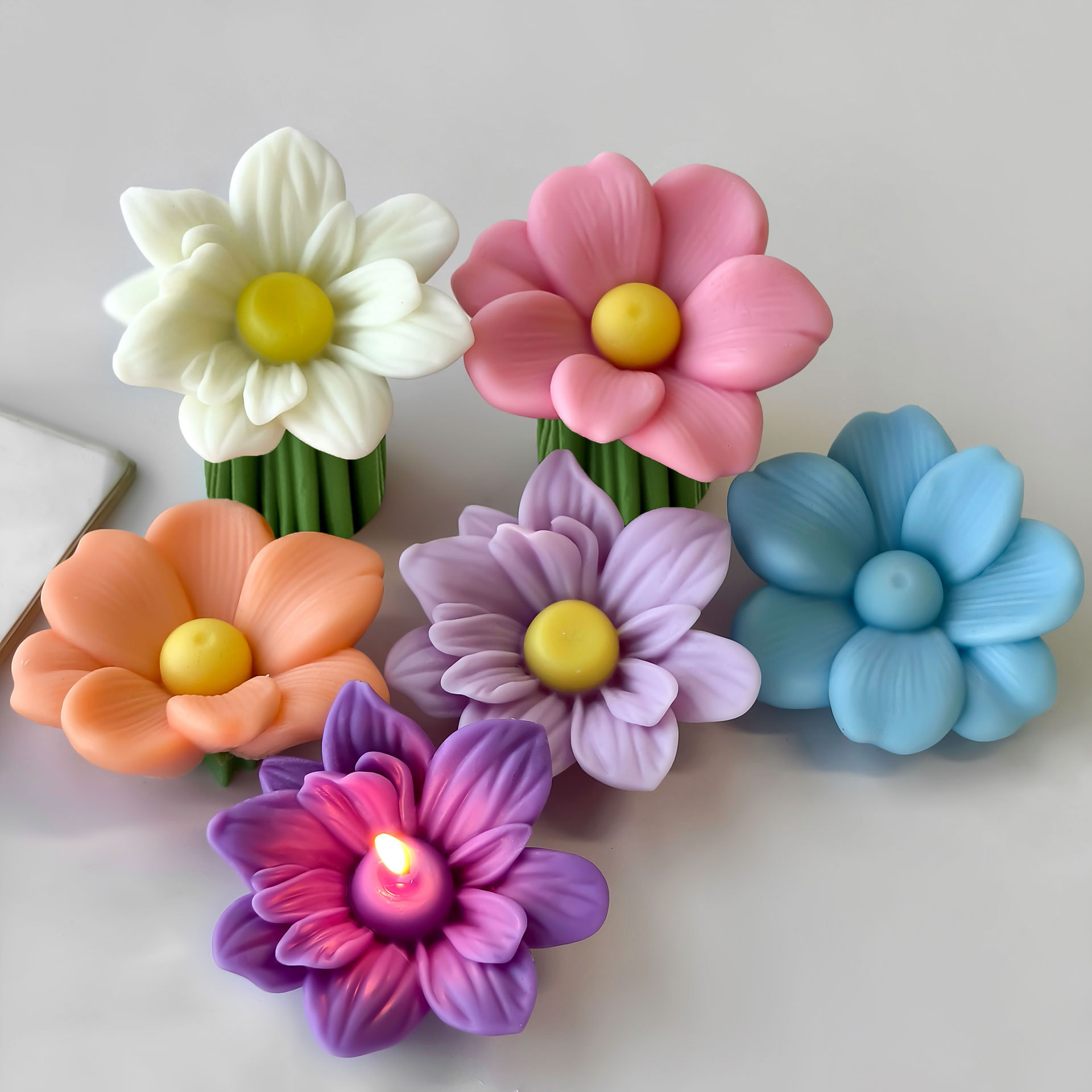 Soap Making At Home - DIY Flowers Aroma Candle Silicone Mold
