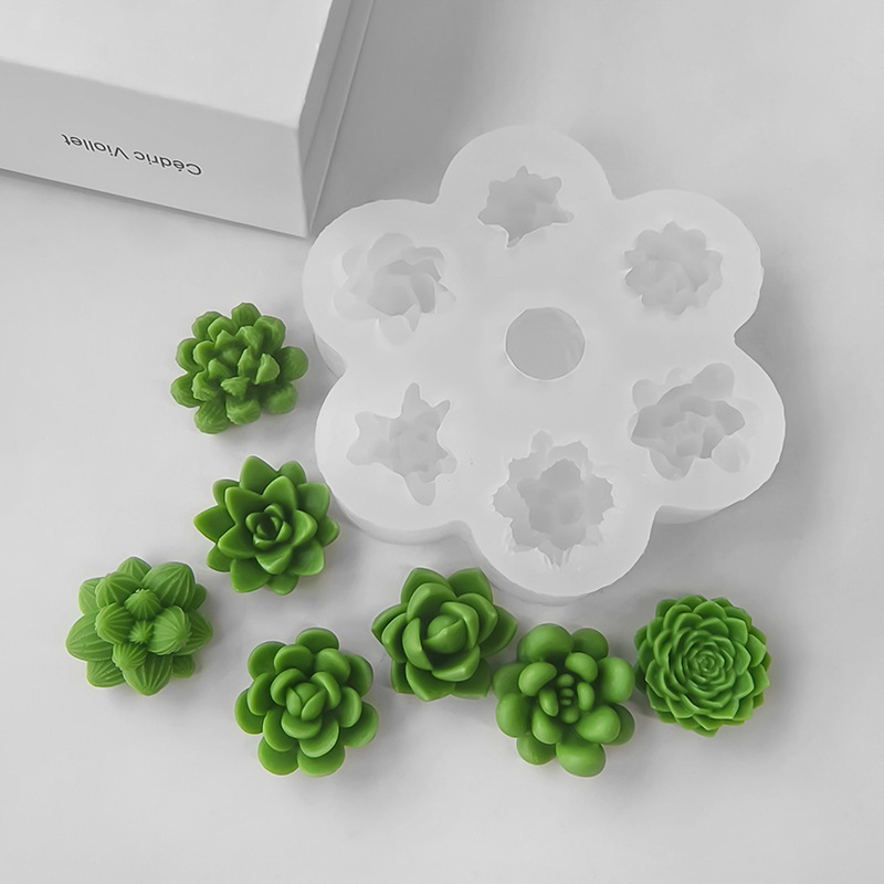 Soap Making At Home - 7 In1 Succulent Cactus Silicone Mold,